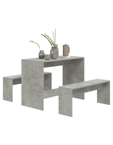 Set da Pranzo 3 Pz Grigio Cemento in Truciolato