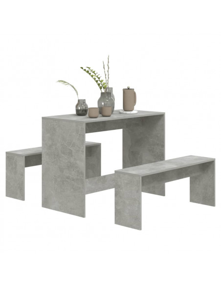 Set da Pranzo 3 Pz Grigio Cemento in Truciolato