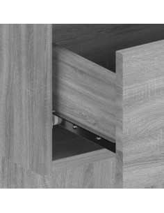 Testiera Letto con Comodini in Legno Multistrato Grigio Sonoma