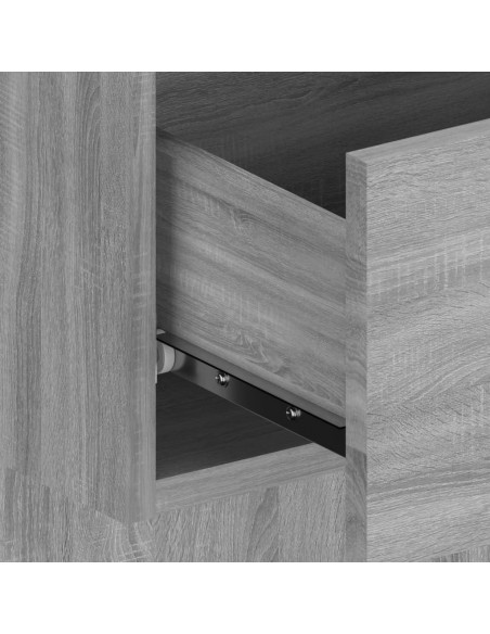 Testiera Letto con Comodini in Legno Multistrato Grigio Sonoma