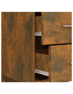 Testiera Letto con Comodini in Legno Multistrato Rovere Fumo