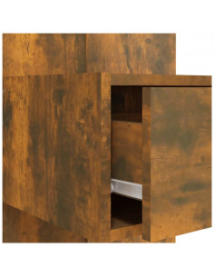 Testiera Letto con Comodini in Legno Multistrato Rovere Fumo