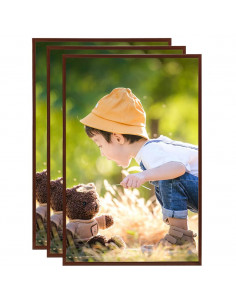 Cornici Foto Collage 3pz a Muro o Tavolo Bronzo 59,4x84cm MDF