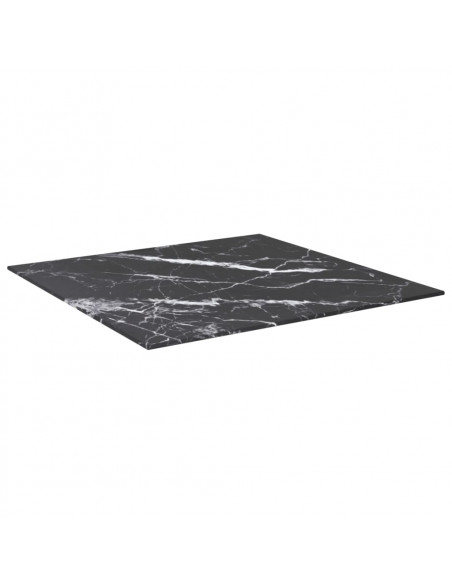Piano Tavolo Nero 60x60 cm 6 mm Vetro Temperato Design Marmo