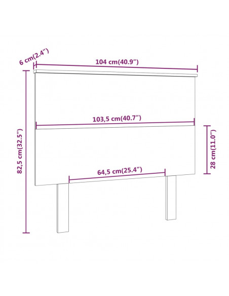 Testiera per Letto 104x6x82,5 cm Legno Massello di Pino
