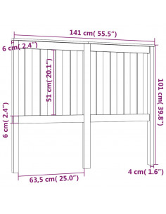 Testiera per Letto 141x6x101 cm in Legno Massello di Pino