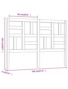 Testiera per Letto 146x4x104 cm in Legno Massello di Pino