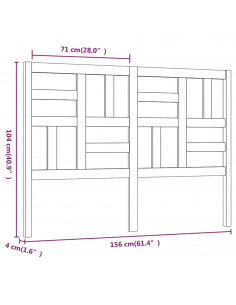 Testiera per Letto 156x4x104 cm in Legno Massello di Pino