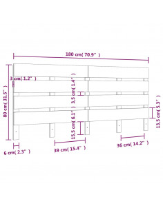 Testiera per Letto 180x3x80 cm in Legno Massello di Pino