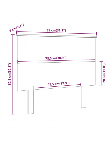 Testiera per Letto 79x6x82,5 cm Legno Massello di Pino