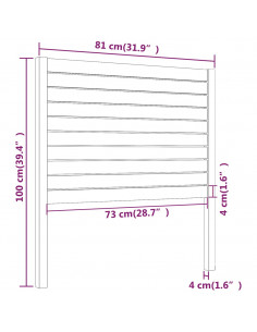 Testiera per Letto 81x4x100 cm in Legno Massello di Pino