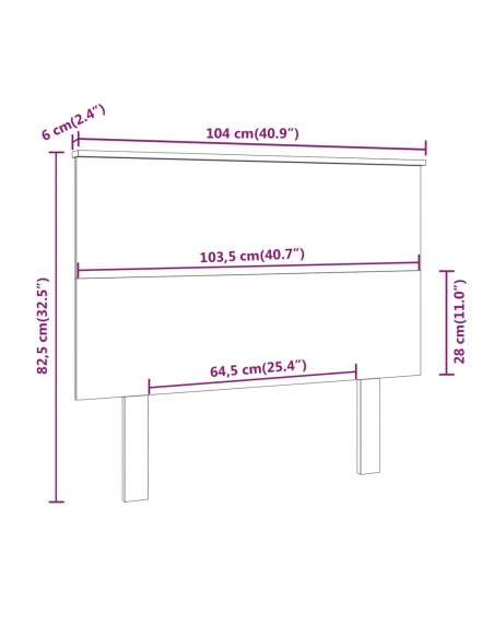 Testiera per Letto Bianca 104x6x82,5 cm Legno Massello di Pino