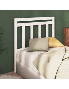 Testiera per Letto Bianca 106x4x100cm in Legno Massello di Pino