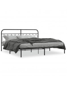 Giroletto con Testiera in Metallo Nero 200x200 cm 2