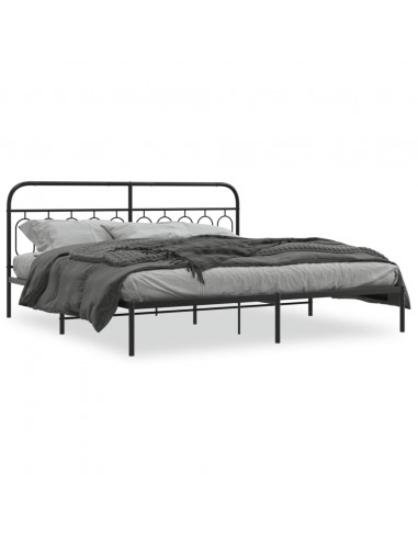 Giroletto con Testiera in Metallo Nero 200x200 cm