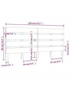 Testiera per Letto Bianca 120x3x80 cm in Legno Massello di Pino