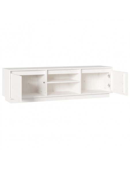 Mobile Porta TV Bianco 140x35x40 cm in Legno Massello di Pino
