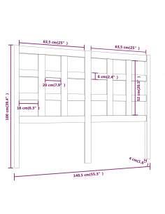 Testiera per Letto Bianca 140,5x4x100 cm Legno Massello di Pino