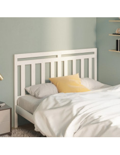 Testiera per Letto Bianca 140x4x100cm in Legno Massello di Pino