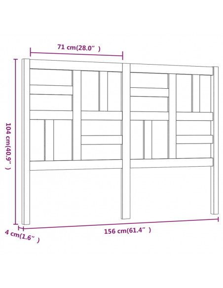 Testiera per Letto Bianca 156x4x104 cm Legno Massello di Pino