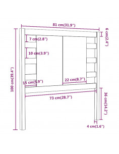 Testiera per Letto Bianca 81x4x100 cm in Legno Massello di Pino