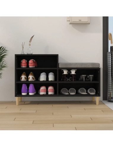 Scarpiera Nera 102x36x60 cm in Legno Multistrato