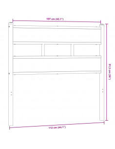 Testiera Rovere Fumo 107 cm in Ferro e Truciolato