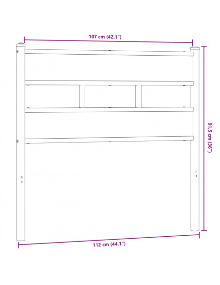 Testiera Rovere Fumo 107 cm in Ferro e Truciolato
