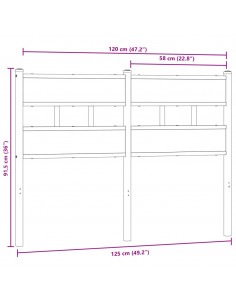 Testiera di Ricambio Rovere Fumo 120 cm in Ferro e Truciolato