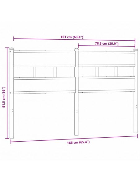 Testiera Rovere Fumo 160 cm in Ferro e Legno Multistrato
