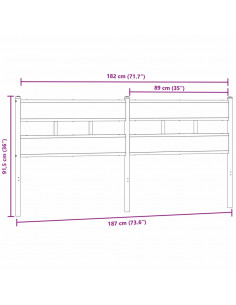 Testiera Rovere Fumo 180 cm in Ferro e Legno Multistrato