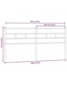 Testiera di Ricambio Rovere Fumo 193 cm in Ferro e Legno Multistrato