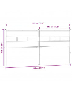 Testiera di Ricambio Rovere Fumo 200 cm in Ferro e Legno Multistrato