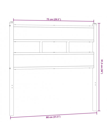 Testiera Rovere Fumo 75 cm in Ferro e Truciolato