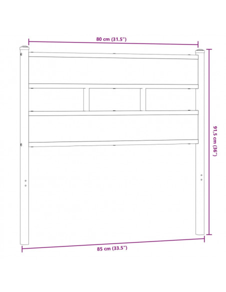 Testiera di Ricambio Rovere Fumo 80 cm in Ferro e Truciolato