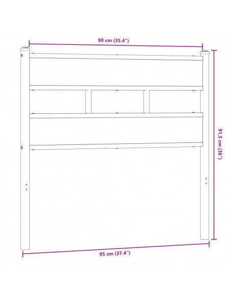 Testiera Rovere Fumo 90 cm in Ferro e Truciolato