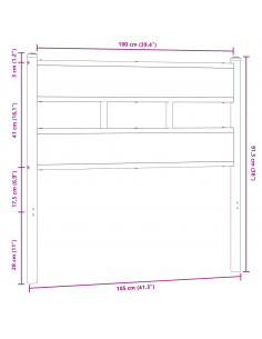 Testiera Rovere Marrone 100 cm in Acciaio e Truciolato