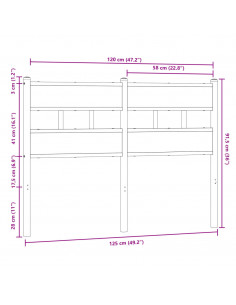 Testiera Rovere Marrone 120 cm in Acciaio e Truciolato