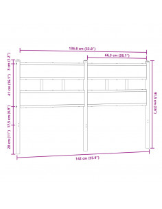 Testiera di Ricambio Rovere Marrone 135 cm in Acciaio e Truciolato