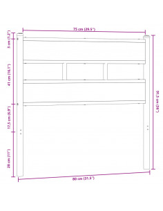 Testiera Rovere Marrone 75 cm in Acciaio e Truciolato