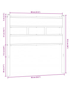 Testiera Rovere Marrone 80 cm in Acciaio e Truciolato