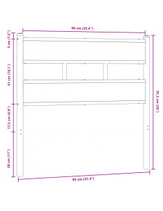 Testiera Rovere Marrone 90 cm in Acciaio e Truciolato