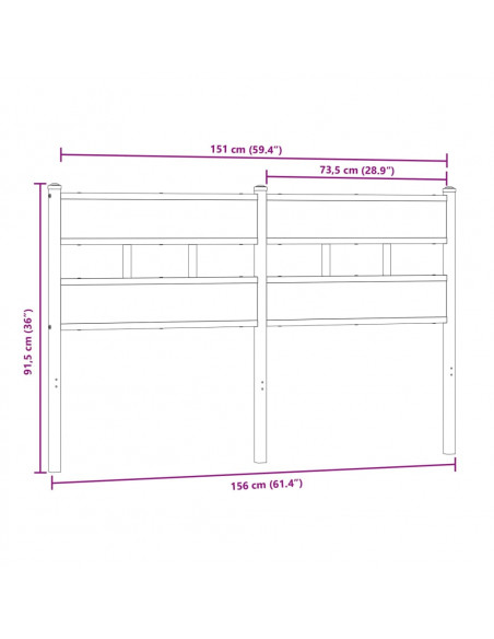 Testiera Rovere Sonoma 150 cm in Ferro e Legno Multistrato
