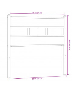 Testiera Rovere Sonoma 75 cm in Ferro e Legno Multistrato