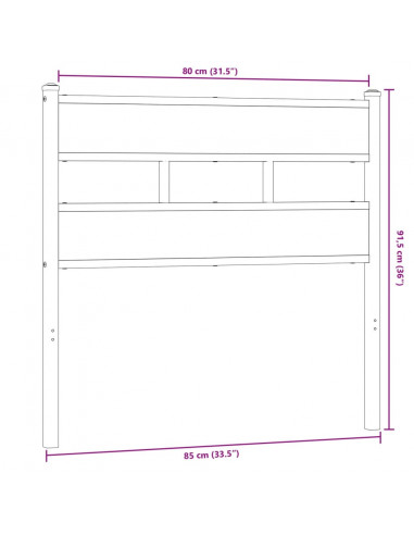 Testiera di Ricambio Rovere Sonoma 80 cm in Ferro e Legno Multistrato