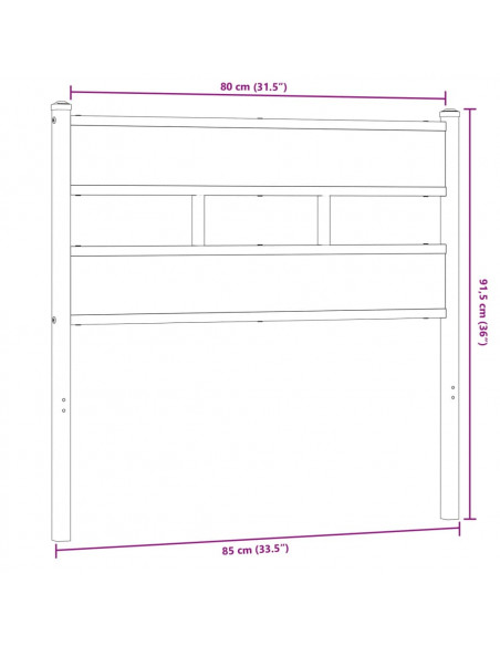 Testiera Rovere Sonoma 80 cm in Ferro e Legno Multistrato