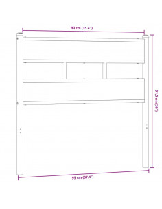 Testiera di Ricambio Rovere Sonoma 90 cm in Ferro e Legno Multistrato