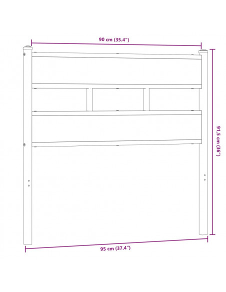 Testiera di Ricambio Rovere Sonoma 90 cm in Ferro e Legno Multistrato