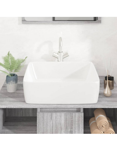 Lavandino Bianco 48x37x13 cm in Ceramica Rettangolare