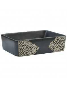 Lavabo da Appoggio Nero Rettangolare 46x35,5x13 cm Ceramica 2